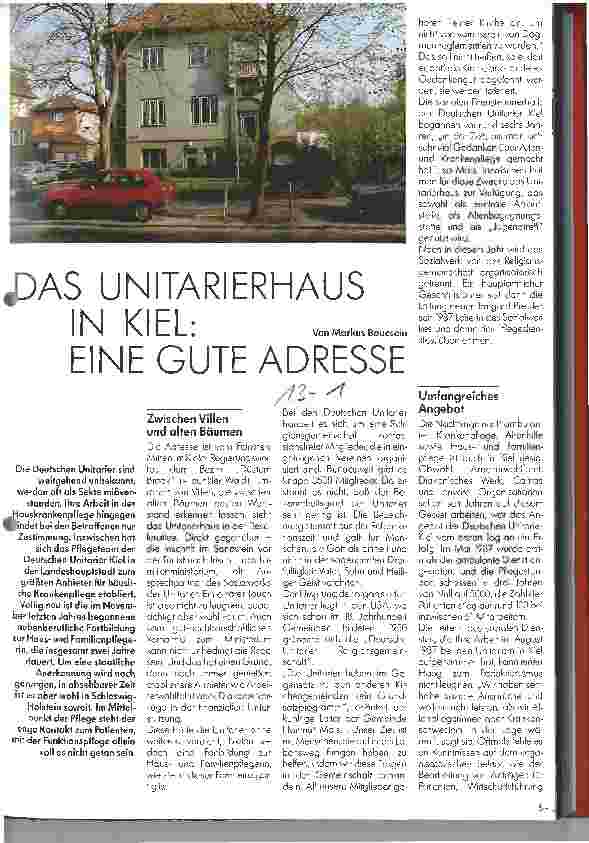 Vorschauseite 1: Das Unitarierhaus in Kiel: Eine gute Adresse