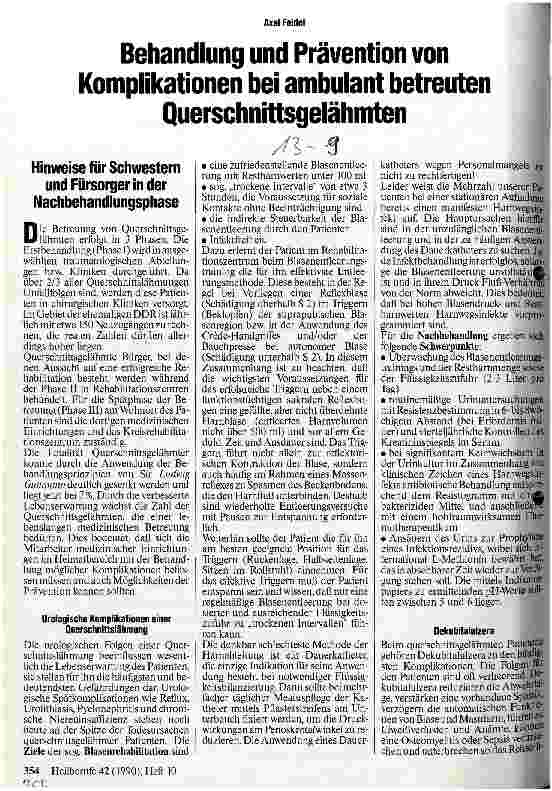 Vorschauseite 1: Behandlung und Prävention von Komplikationen bei ambulant betreuten Querschnittgelähmten