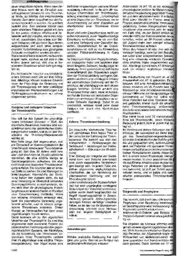 Vorschauseite 2: Thrombophilie - ein neuer Aspekt bei der Thromboseprophylaxe