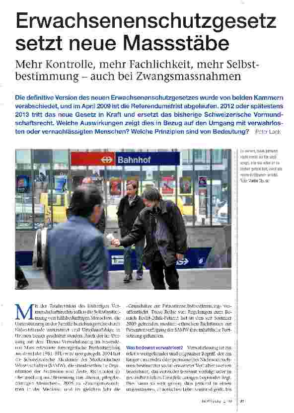 Vorschauseite 1: Erwachsenenschutzgesetz setzt neue Massstäbe
