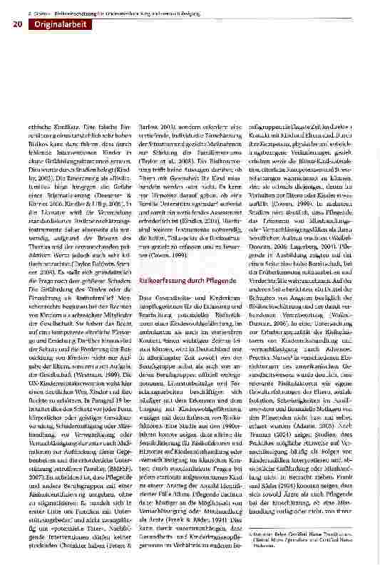 Vorschauseite 6: Der pflegerische Beitrag zur Identifizierung von Risikofaktoren für Kindesmisshandlung und -Vernachlässigung