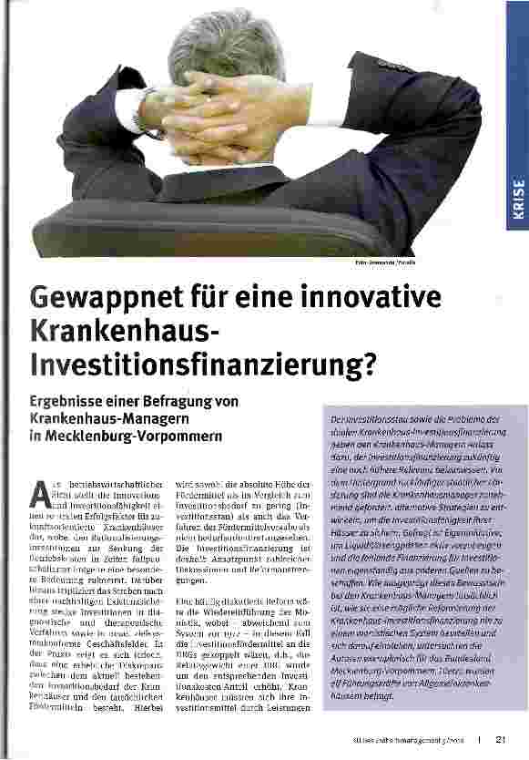 Vorschauseite 1: Gewappnet für eine innovative Krankenhaus-Investitionsfinanzierung?