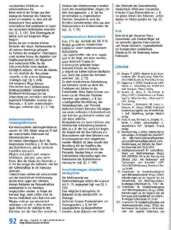Vorschauseite 4: Infektionsrisiken auf einer neurochirurgischen Intensivstation