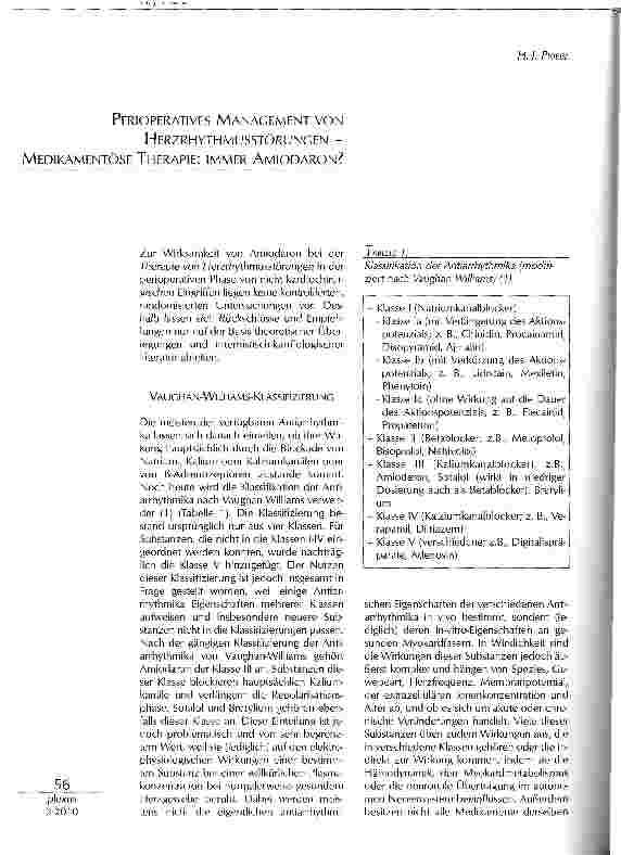 Vorschauseite 1: PERIOPERATIVES MANAGEMENT VONHERZRHYTHMUSSTÖRUNGEN -MEDIKAMENTÖSE THERAPIE: IMMER AMIODARON?
