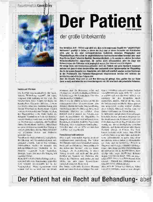 Vorschauseite 1: Der Patient der große Unbekannte