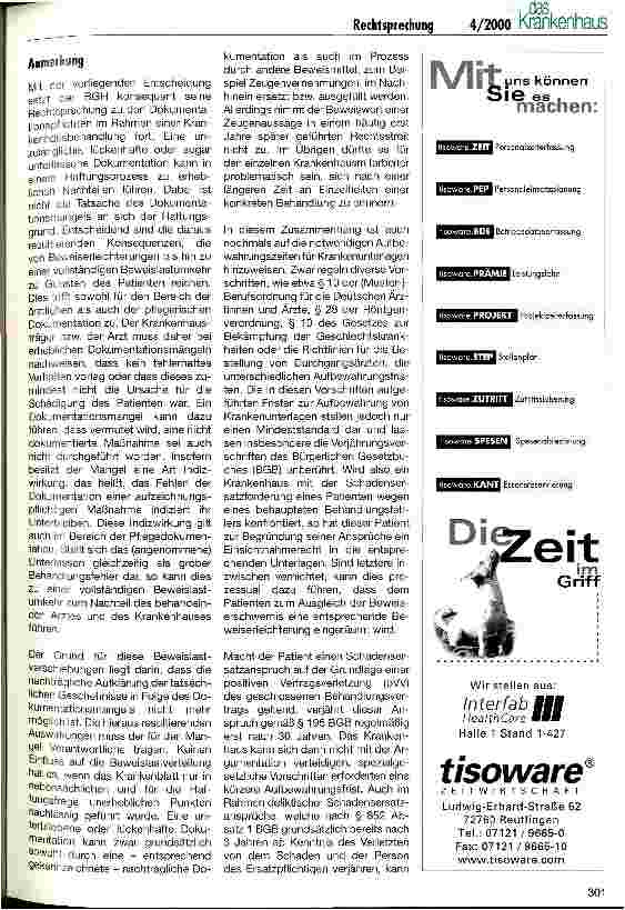 Vorschauseite 2: Dokumentation der Krankenhausbehandlung
