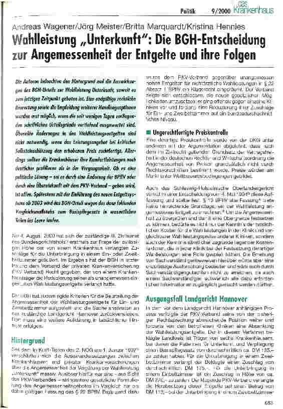 Vorschauseite 1: Wahlleistung Unterkunft:Die BGH-Entscheidung zur Angemessenheit der Entgelte und ihre Folgen