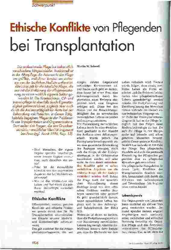 Vorschauseite 1: Ethische Konflikte von Pflegenden bei Transplantation