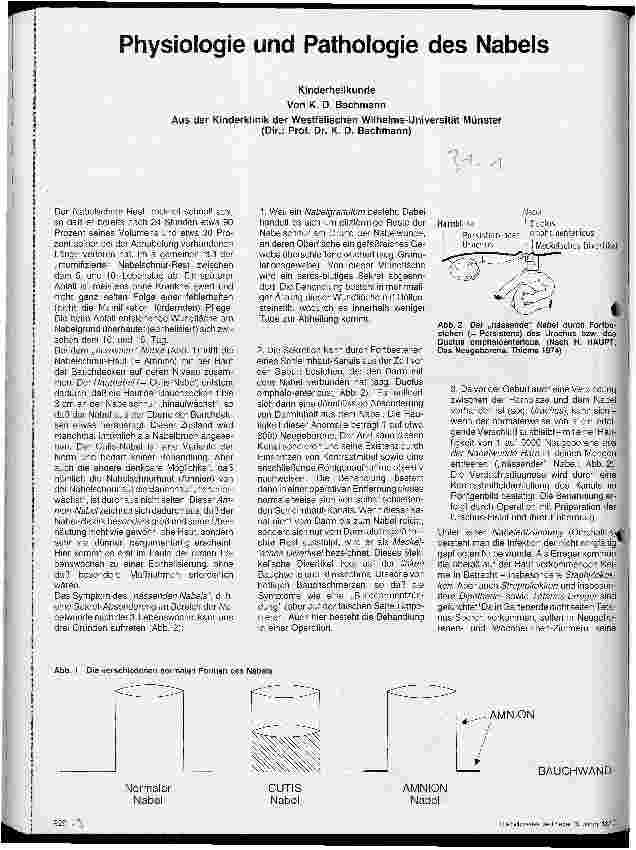 Vorschauseite 1: Physiologie und Pathologie des Nabels Kinderheilkunde