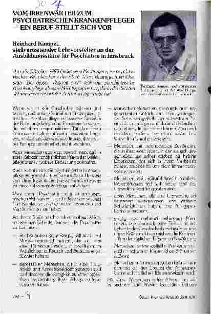Vorschauseite 1: Vom Irrenwärter zum psychiatrischen Krankenpfleger - ein Beruf stellt sich vor