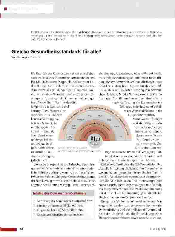 Vorschauseite 1: Gleiche Gesundheitsstandards für alle?