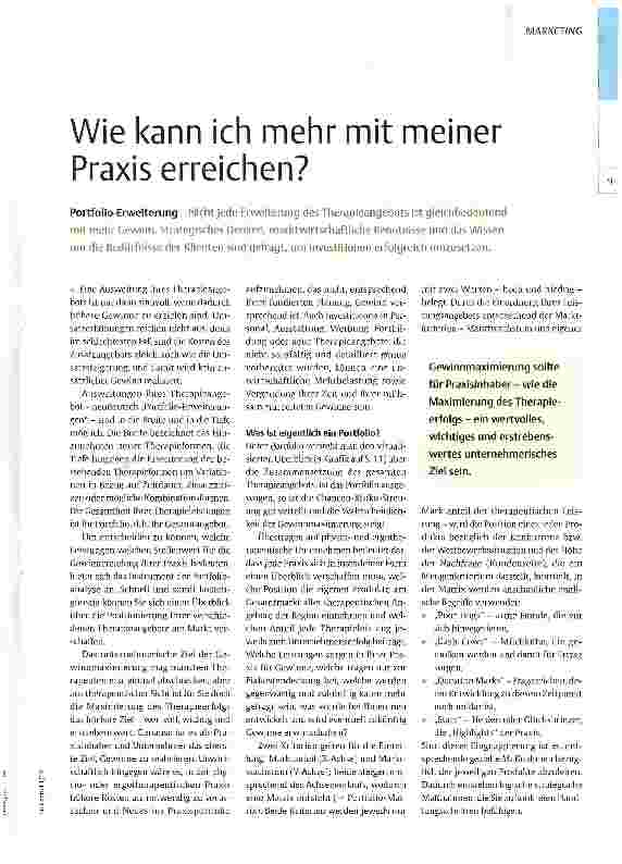 Vorschauseite 1: Wie kann ich mehr mit meiner Praxis erreichen?