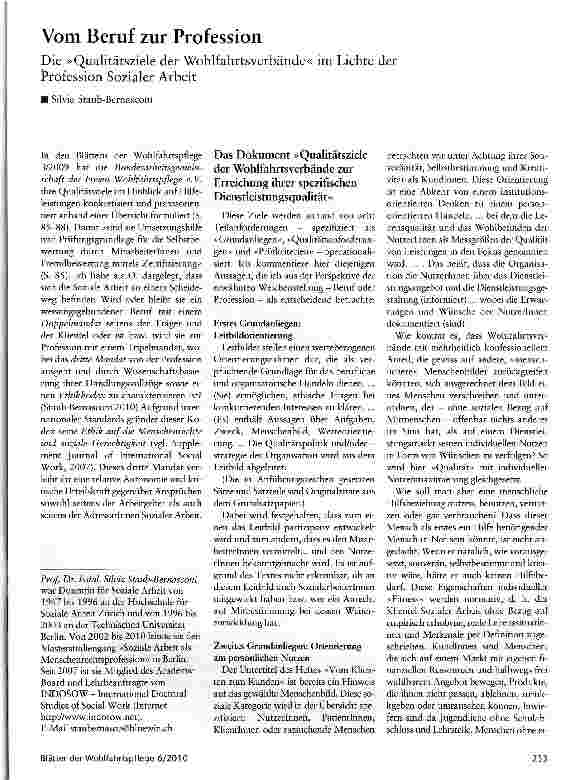Vorschauseite 1: Vom Beruf zur Profession Die »Qualitätsziele der Wohlfahrtsverbände« im Lichte der Profession Sozialer Arbeit