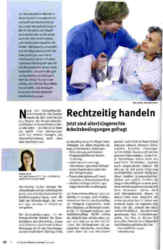 Vorschauseite 1: Rechtzeitig handeln Jetzt sind alter(n)sgerechte Arbeitsbedingungen gefragt