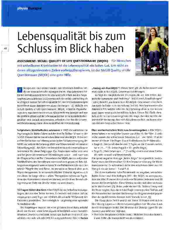 Vorschauseite 1: Lebensqualität bis zum Schluss im Blick haben