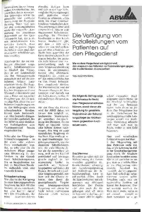 Vorschauseite 1: Die Verfügung von Sozialleistungen vom Patienten auf den Pflegedienst