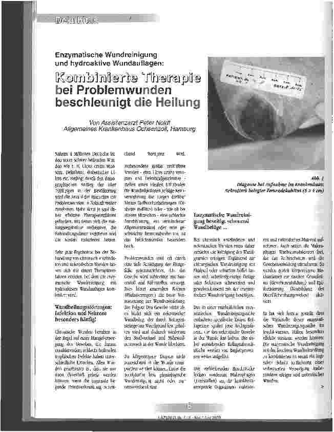 Vorschauseite 1: Kombinierte Therapie bei Problemwunden beschleunigt die Heilung Enzymatische Wundreinigung und hydroaktive Wundauflagen