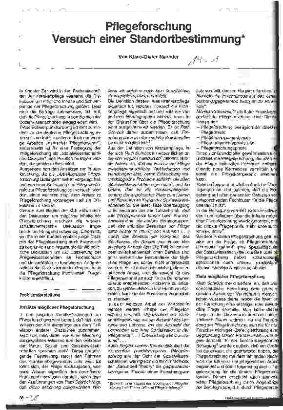 Vorschauseite 1: Pflegeforschung - Versuch einer Standortbestimmung