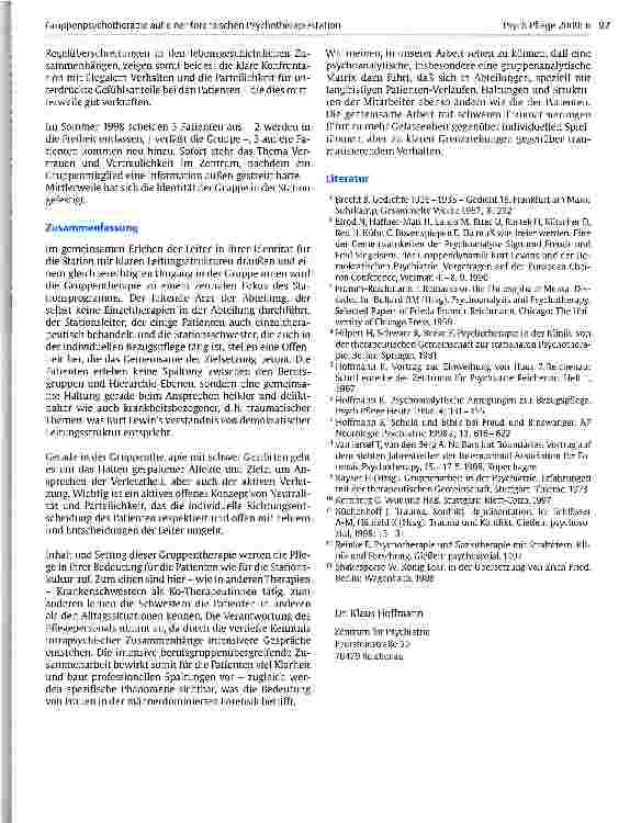 Vorschauseite 5: Gruppenpsychotherapie auf einer forensischen Psychotherapiestation Ein Werkstattbericht