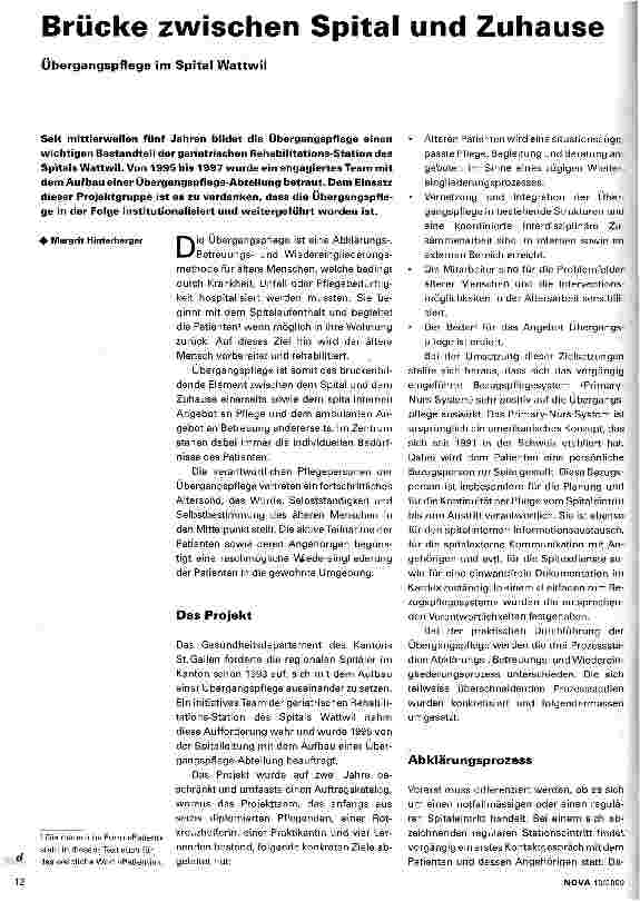 Vorschauseite 1: Brücke zwischen Spital und Zuhause
