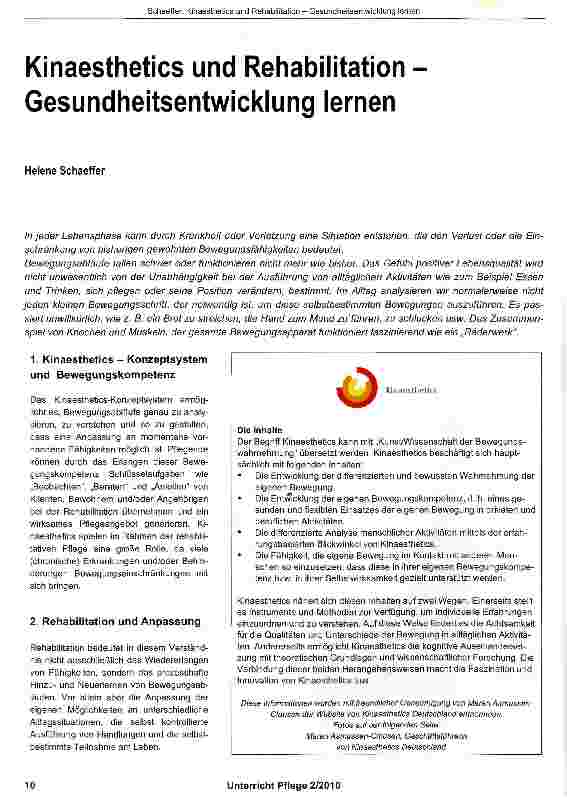 Vorschauseite 1: Kinaesthetics und Rehabilitation Gesundheitsentwicklung lernen
