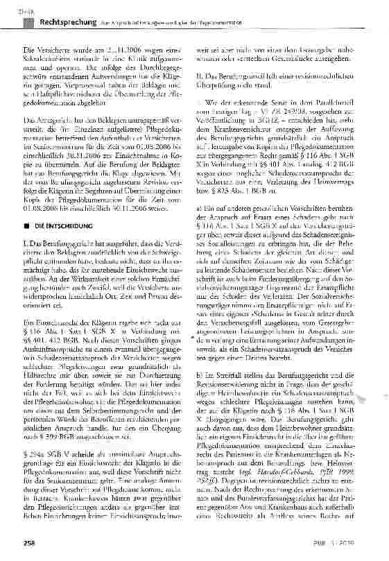 Vorschauseite 2: Zum Anspruch auf Herausgabe von Kopien der Pflegedokumentation