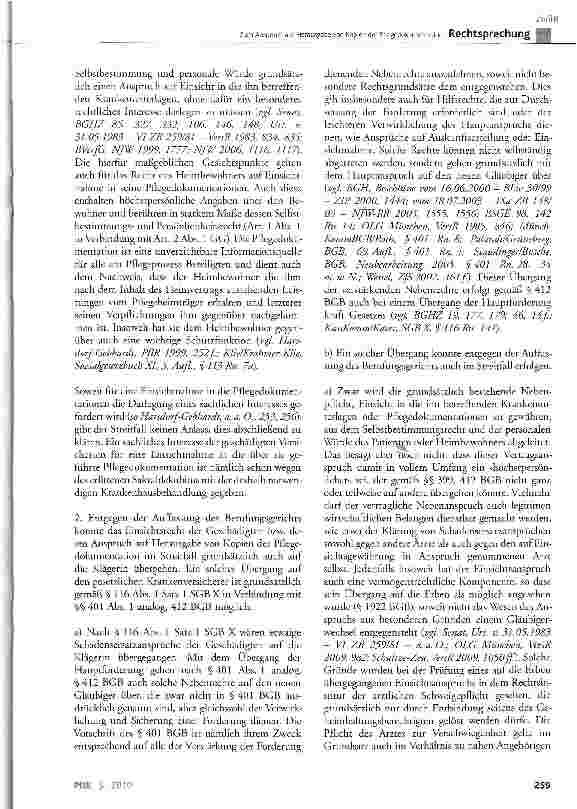 Vorschauseite 3: Zum Anspruch auf Herausgabe von Kopien der Pflegedokumentation