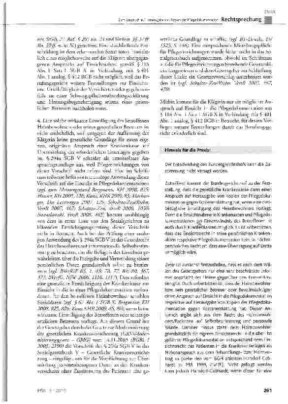 Vorschauseite 5: Zum Anspruch auf Herausgabe von Kopien der Pflegedokumentation