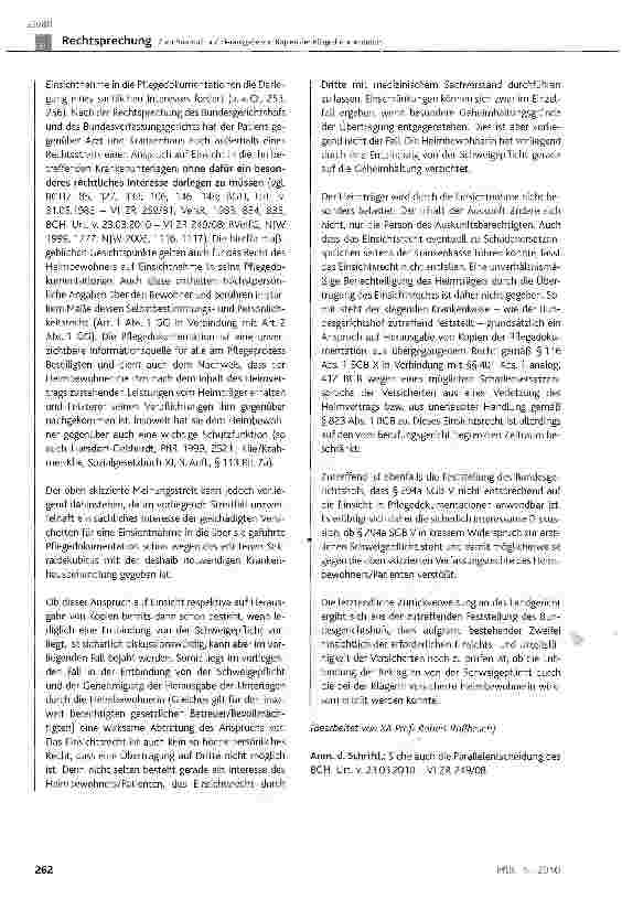 Vorschauseite 6: Zum Anspruch auf Herausgabe von Kopien der Pflegedokumentation