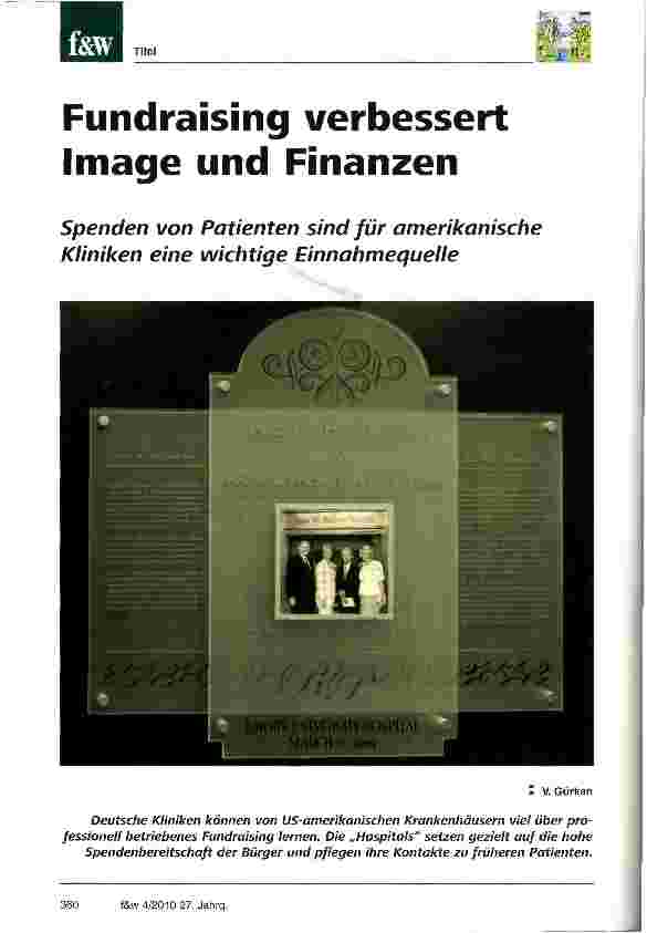 Vorschauseite 1: Fundraising verbessert Image und Finanzen