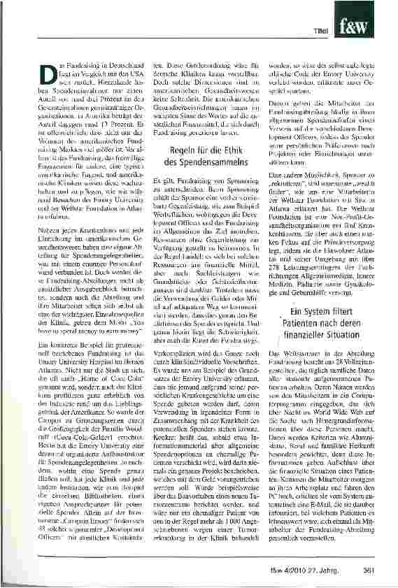 Vorschauseite 2: Fundraising verbessert Image und Finanzen