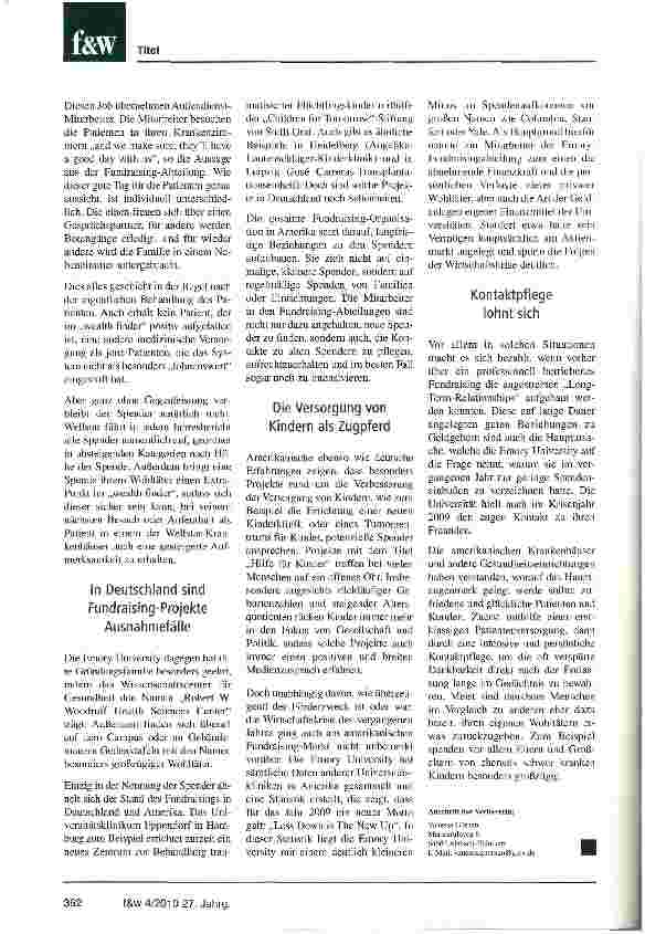 Vorschauseite 3: Fundraising verbessert Image und Finanzen