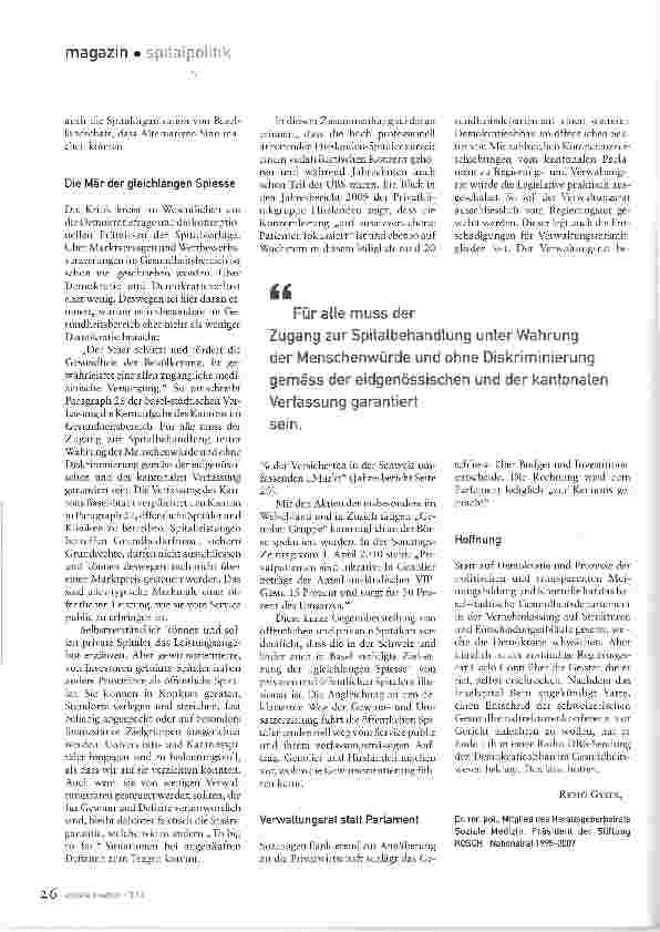 Vorschauseite 2: Wieviel Demokratieverlust erträgt das Gesundheitswesen?