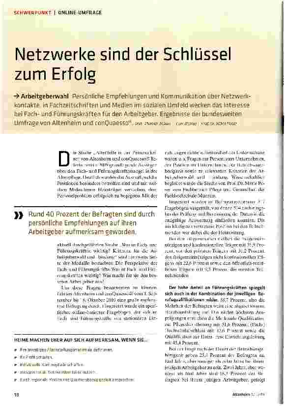 Vorschauseite 1: Netzwerke sind der Schlüssel zum Erfolg