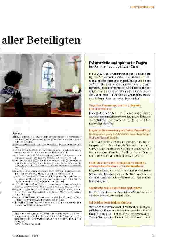 Vorschauseite 2: Spiritual Care:spirituelle Sorge in einer ganzheitlichen palliativen VersorgungZum Wohl des Patienten und aller Beteiligten