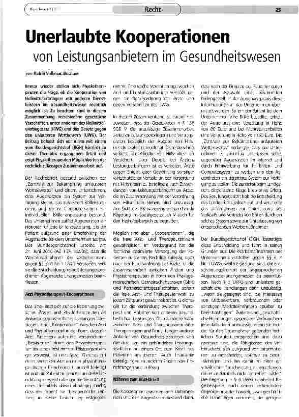 Vorschauseite 1: Unerlaubte Kooperationen von Leistungsanbietern im Gesundheitswesen