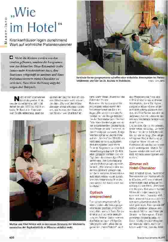 Vorschauseite 1: Wie im Hotel Krankenhäuser legen zunehmend Wert auf wohnliche Patientenzimmer