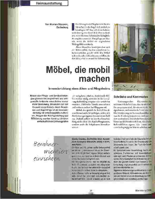 Vorschauseite 1: Möbel, die mobil machen Inneneinrichtung eines Altenund Pflegeheims