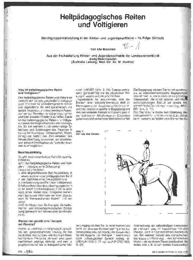 Vorschauseite 1: Heilpädagogisches Reiten und Voltigieren Berufsgruppendarstellung i.d. Kinder u. Jugendpsychiatrie - 14. Folge