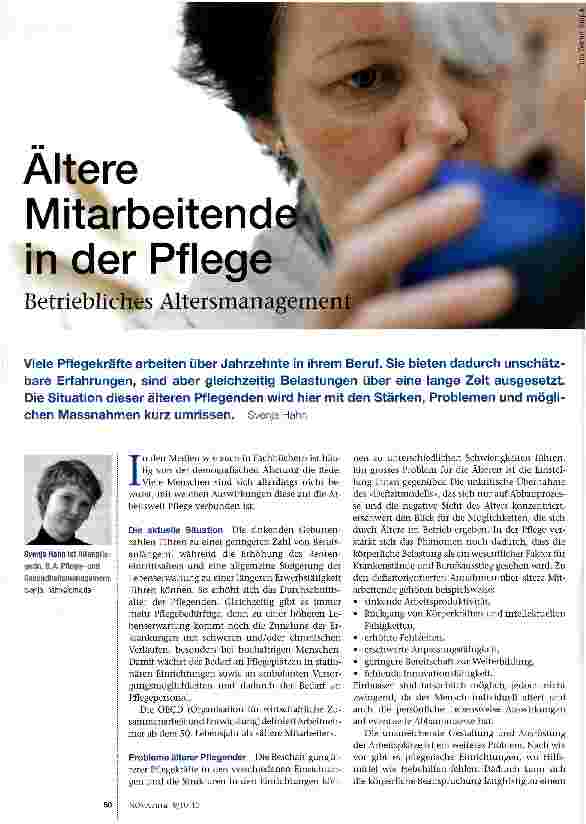 Vorschauseite 1: Ältere Mitarbeitend in der Pflege