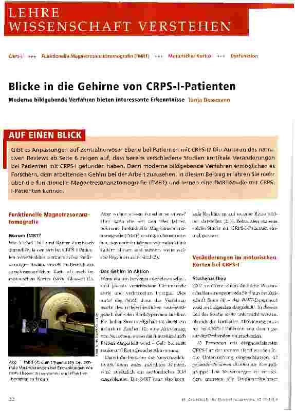Vorschauseite 1: Blicke in die Gehirne von CRPS-I-Patienten