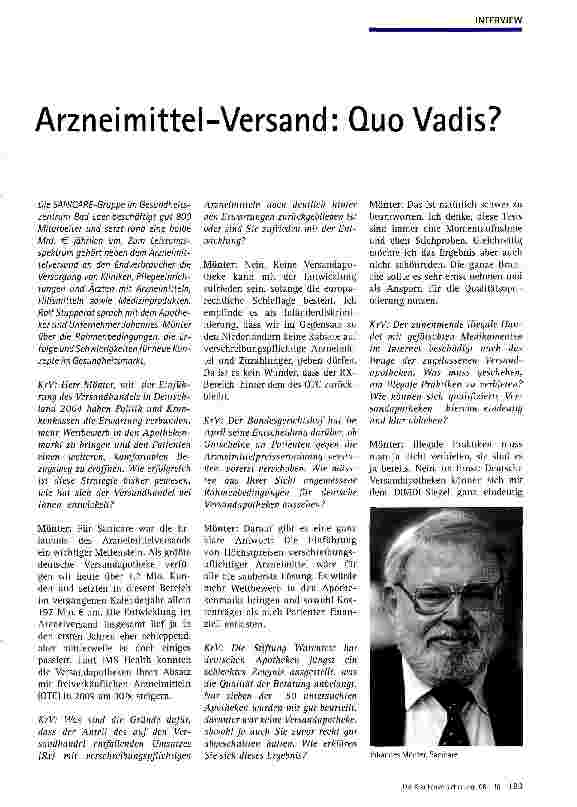 Vorschauseite 1: Arzneimittel-Versand: Quo Vadis?