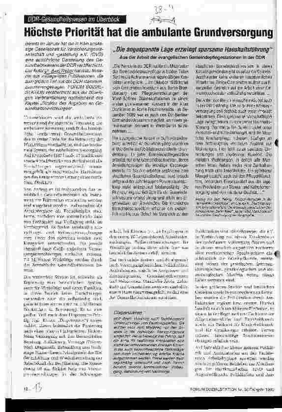 Vorschauseite 1: Höchste Priorität hat die ambulante Grundversorgung