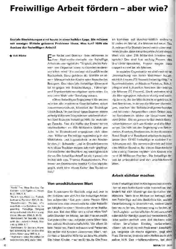 Vorschauseite 1: Freiwillige Arbeit fördern - aber wie?