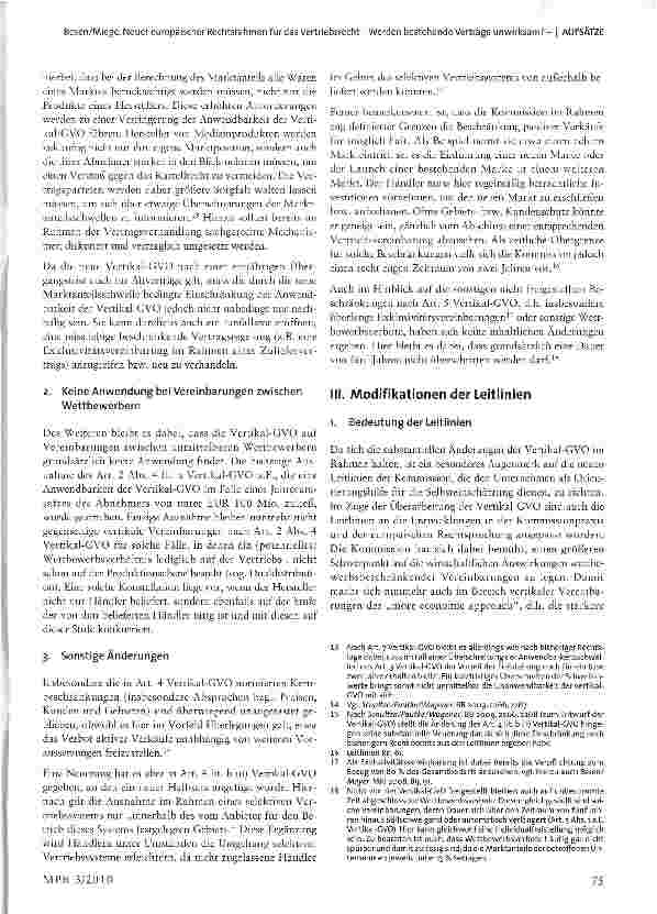 Vorschauseite 3: Neuer europäischer Rechtsrahmen für das Vertriebsrecht -Werden bestehende Verträge unwirksam?