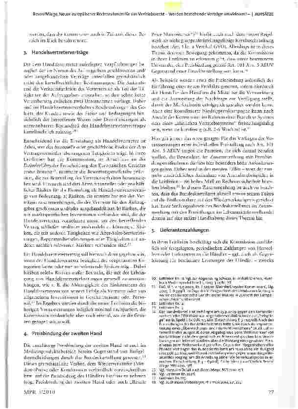Vorschauseite 5: Neuer europäischer Rechtsrahmen für das Vertriebsrecht -Werden bestehende Verträge unwirksam?