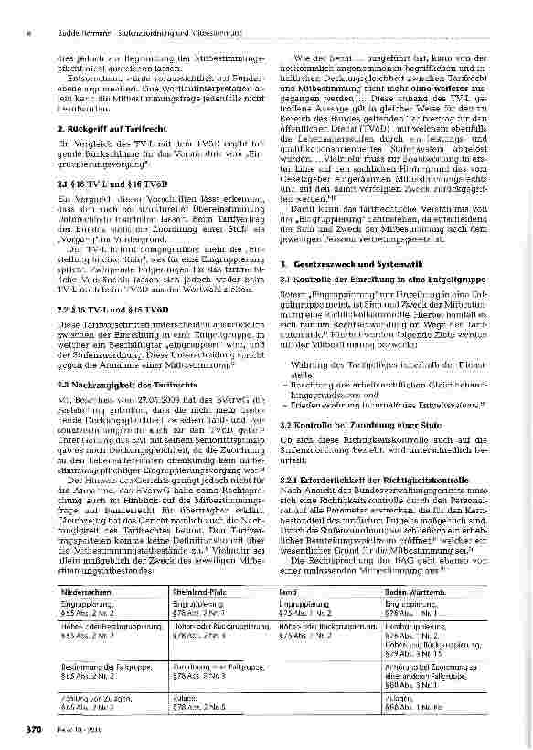 Vorschauseite 2: Stufenzuordnung und Mitbestimmung -ÜBERTRAGBARKEIT DER RECHTSPRECHUNG AUF BUNDESEBENE-