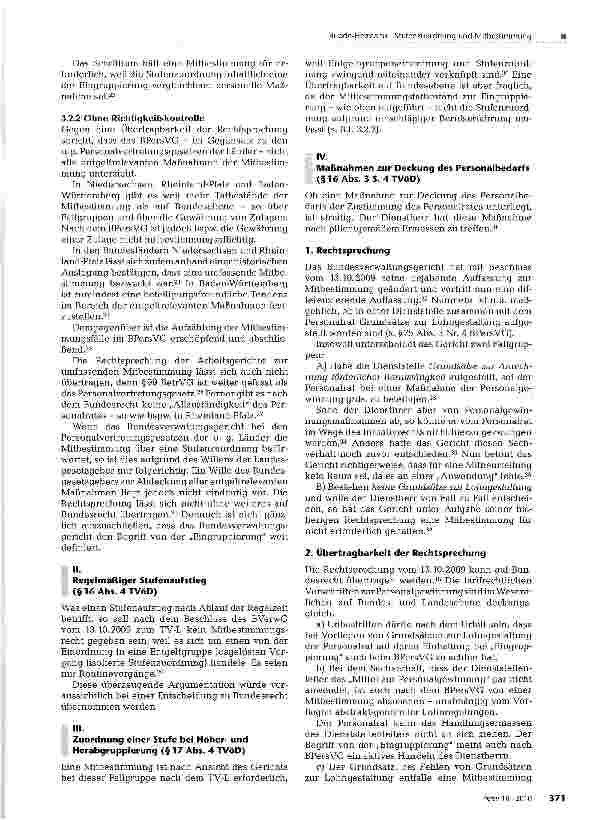 Vorschauseite 3: Stufenzuordnung und Mitbestimmung -ÜBERTRAGBARKEIT DER RECHTSPRECHUNG AUF BUNDESEBENE-