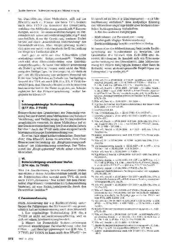 Vorschauseite 4: Stufenzuordnung und Mitbestimmung -ÜBERTRAGBARKEIT DER RECHTSPRECHUNG AUF BUNDESEBENE-
