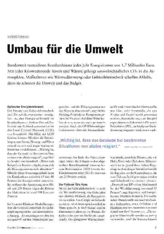 Vorschauseite 1: Umbau für die Umwelt